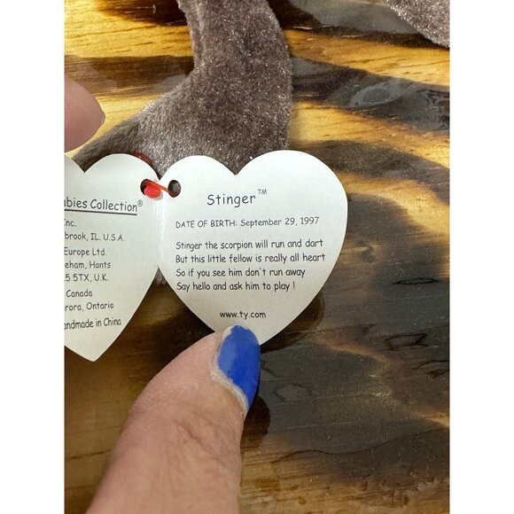 Ty Beanie Baby STINGER the Scorpion Hang Tag Intact - Picture 9 of 12